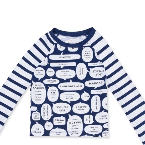 New Kate Spade New York Kids Speech Bubble-Print UPF 50+ Rash Guard NWT 12 Month - Picture 1 of 16